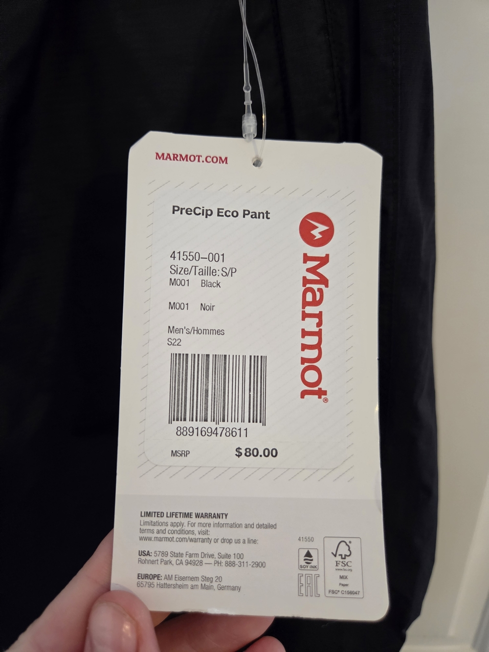 Marmot Black Women's Lightweight Rain Pants - Picture 2 of 13